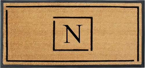 Miniatura 11 de A1HC - Tapete de puerta con monograma de fibra de coco natural para puerta delantera, 24 x 48, felpudo duradero tratado anti-desprendimiento