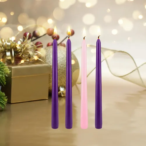 Miniatura 7 de Mega Candles Juego de 4 velas de Adviento de Navidad sin perfume, vertidas a mano, velas cónicas de cera prémium de 10 pulgadas x 7/8 pulgadas