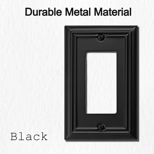 Miniatura 3 de OKAWYC Cubierta de Interruptor de Luz Decorativo Individual Placa de Pared Metálica Adler, Paquete de 4 Negro 1 Gang Rocker Individual
