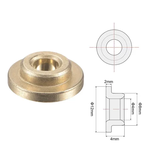Miniatura 3 de uxcell Flange Sleeve Bearings 4mm Bore 8mm OD 4mm Length 12mm Flange Dia 2mm Flange Thickness Sintered Bronze Self-Lubricating Bushing 4pcs