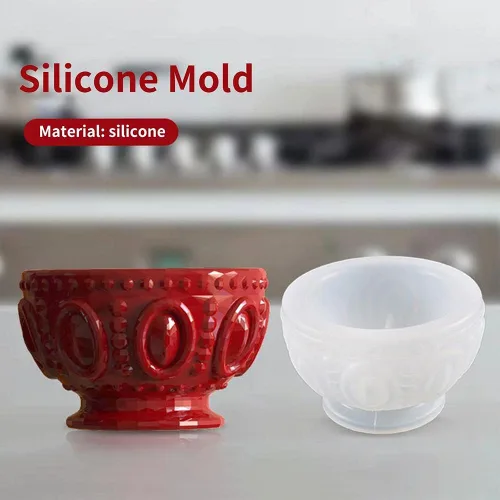 Miniatura 3 de Moldes de macetas de flores de concreto de silicona, moldes de plantador de cemento y arcilla de silicona, moldes redondos de cuenco de resina