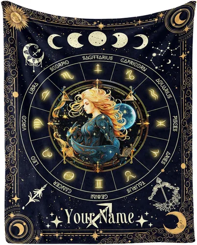 Miniatura 26 de Manta del Zodiaco Acuario para Niños y Niñas, Diseño Temático de Astrología Secreta Impreso, Mantas de Tiro para Niños, Regazo, Silla, Manta Suave