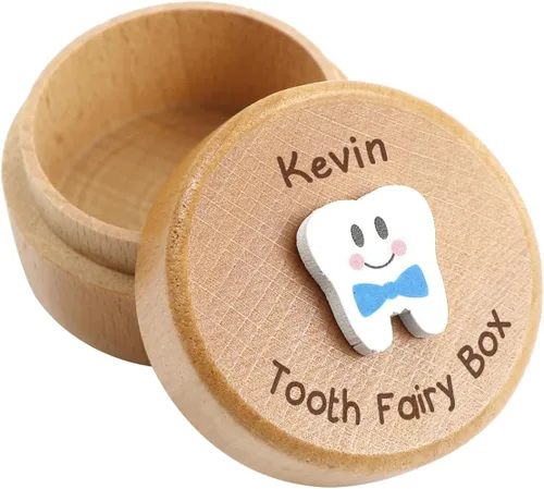 Miniatura 8 de Caja de madera de hadas de dientes para niñas y niños, bonita caja de dientes con diente 3D, almacenamiento de dientes perdidos para niños, caja