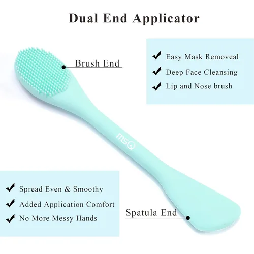 Miniatura 3 de MSQ Cepillo de silicona para máscara facial, limpiador facial suave, paquete de 2 cepillos de doble extremo para barro, arcilla, máscara mixta