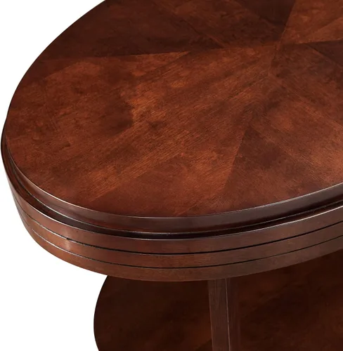Miniatura 8 de Leick Home 10109-CH Mesa de centro ovalada pequeña con estante, color cereza chocolate Nuez pacana