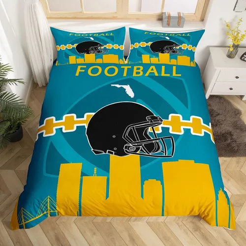 Miniatura 14 de Erosebridal Funda de edredón de fútbol tamaño individual, juego de ropa de cama de fútbol para niños, niños y niñas, funda de edredón con 1 funda