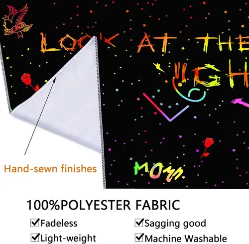 Miniatura 6 de PSYHILAR Blacklight Lil Peep Tapestry, Pósteres de Luz Negra para Dormitorio, Bandera UV Star Shopping Rapper (40 x 30 Pulgadas)