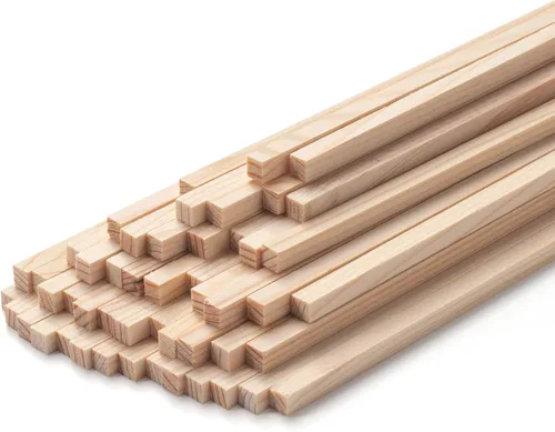 Miniatura 9 de Tacos de madera para manualidades de 1/2 x 6 pulgadas, 20 varillas cuadradas de madera, palos de madera sin terminar, pequeñas tiras de madera