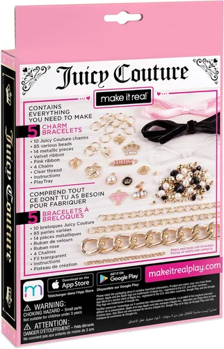 Miniatura 2 de Juicy Couture - Juego de pulseras de mini cadenas y dijes, juego de pulseras de amistad con cuentas, dijes y cuerdas, crea 5 pulseras, artes