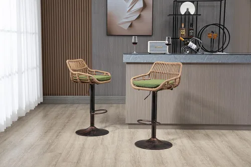 Miniatura 7 de Juego de 2 taburetes de bar giratorios con reposapiés ajustables para cocina, comedor, 2