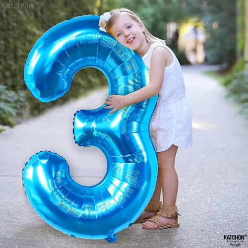 Miniatura 987 de KatchOn, Globo grande azul número 2 de 40 pulgadas Decoraciones de cumpleaños de Baby Shark para niño de 2 años Globo azul número 2 Globo