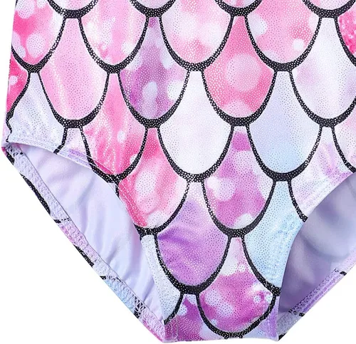Miniatura 5 de Leotardos de gimnasia para niñas, mallas de baile para niñas pequeñas, ropa de baile atlética y brillante con diseño de sirena, unicornio