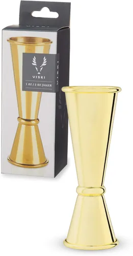 Viski Jigger doble de estilo japonés para cócteles, kit de barra esencial, 1oz y 2oz con medidas interiores, dorado Oro