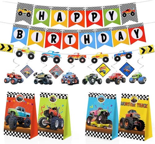 Miniatura 4 de 24 bolsas de golosinas Monster Truck: recuerdos de fiesta de monstruos y decoraciones para fiestas de cumpleaños de niños