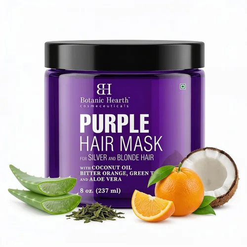 Botanic Hearth Mascarilla morada para el cabello, para cabello rubio, plateado y gris, sin sulfatos ni parabenos, 8 onzas líquidas