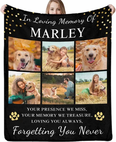 Miniatura 14 de Artsadd Manta conmemorativa personalizada con fotos para la pérdida de perros y gatos, manta conmemorativa personalizada, regalos de memoria amorosa
