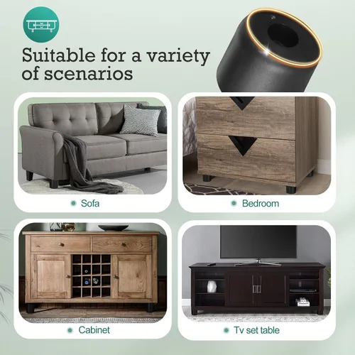 Miniatura 7 de 4 patas de plástico para muebles de 1-1/2 pulgadas, patas de sofá negras, patas redondas para muebles, patas de repuesto para sofá con tuercas