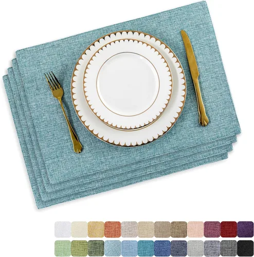 Miniatura 37 de Juego de 6 manteles individuales resistentes al calor para mesa de comedor y cocina de Home Brilliant, manteles individuales para mesa de comedor