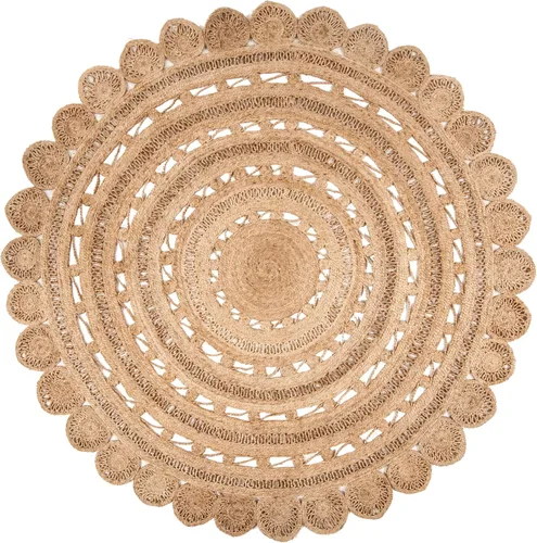Miniatura 4 de SAFAVIEH Natural Fiber Collection - Alfombra redonda de 4 pies, natural, hecha a mano con encanto bohemio de yute trenzado, ideal para zonas de alto