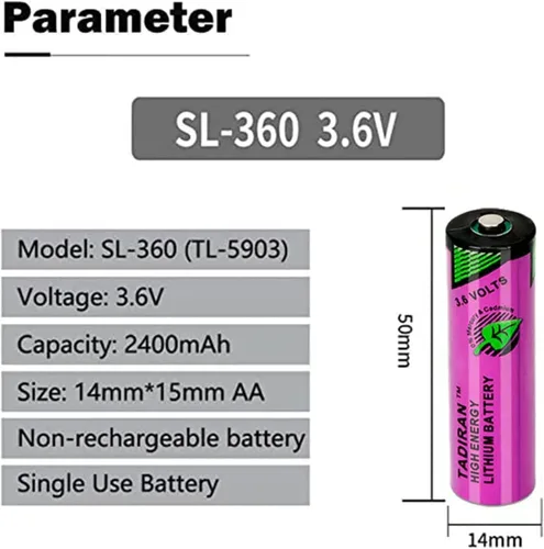 Miniatura 2 de Paquete de 10 baterías TL-5903 de 3.6 V 2400 mAh para batería de litio Tadiran TL-5903 3.6V AA, SL-360 S7-400 ER14500 ER14505 TL-2100 6ES7971-0BA00