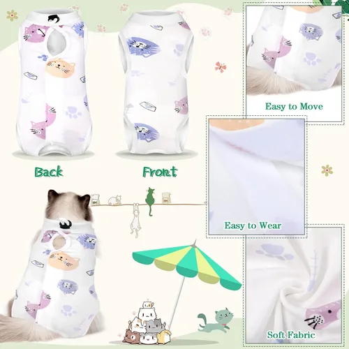Miniatura 4 de Nuanchu 3 Piezas de Traje de Recuperación para Gatos y Gatitos, Traje de Recuperación para Conejos, Alternativa a Collar Electrónico para Gatos