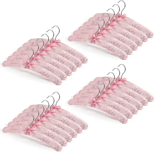 Miniatura 8 de Jetec 24 piezas de perchas acolchadas de raso con gancho giratorio de 360°, almohadillas de esponja para el hombro, para abrigos, suéteres, blusas
