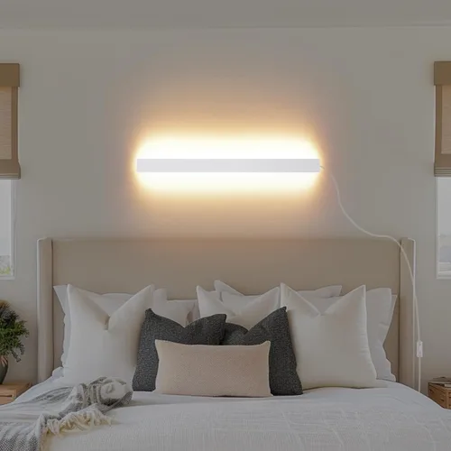 Miniatura 19 de KELUOLY Lámparas de pared modernas con enchufe, aplique de pared LED negro mate de 31.4 pulgadas, lámpara de pared interior acrílica cálida blanca
