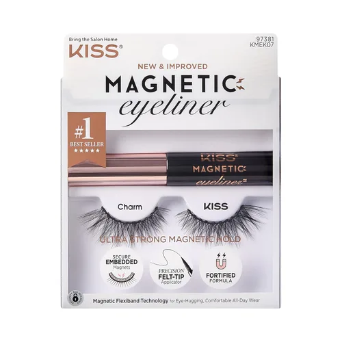 Miniatura 7 de Pestañas magnéticas KISS, Crowd Pleaser, 1 par de pestañas postizas sintéticas con 5 imanes de doble fuerza, resistentes al viento, pestañas falsas
