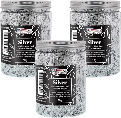 Miniatura 10 de U.S. Art Supply Schabin - Copos dorados de lámina metálica (paquete de 3), botellas de cobre de imitación de 0.45 oz (10 g), copos de hoja de metal