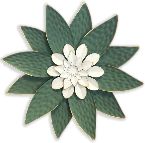 Miniatura 14 de Decoración artística de pared de flores de metal azul, escultura floral rústica moderna de 9.5 pulgadas, decoración desgastada para colgar