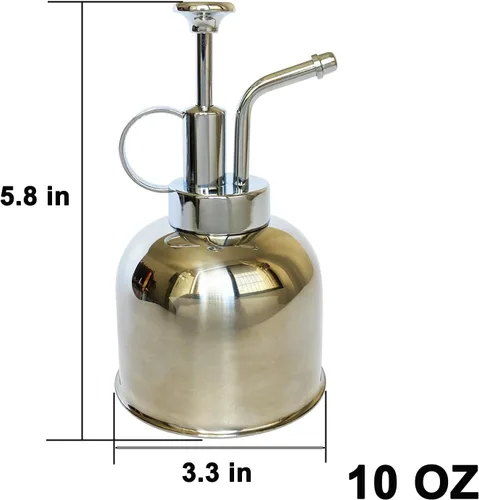 Miniatura 2 de Pulverizador de plantas de acero inoxidable, regadera pequeña para plantas en macetas de interior 10 oz/plata brillante
