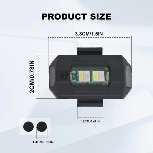 Miniatura 2 de 4 luces LED recargables de advertencia nocturna, luces estroboscópicas de 7 colores, luces anticolisión para dron, coche, motocicleta, barco