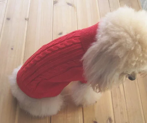 Miniatura 2 de Tangpan suéter con cuello de tortuga para perros, L, Rojo