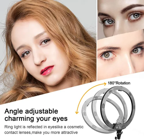 Miniatura 3 de Anillo de luz de 18 pulgadas con soporte de trípode, luz circular LED regulable de 58 W 5500 K para TikTok/Live Stream/Maquillaje/YouTube con bolsa