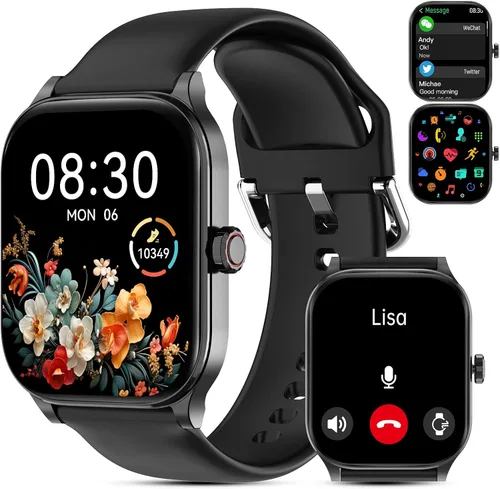 Reloj inteligente para mujeres y hombres (responder/realizar llamada), relojes inteligentes con monitor de frecuencia cardíaca/SpO2/sueño/estrés,
