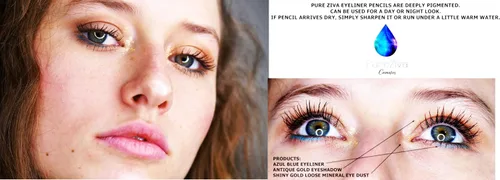 Miniatura 5 de Pure Ziva Lápiz delineador de ojos de madera azul turquesa azul claro vibrante, delineador de ojos profesional HD a prueba de manchas, de larga