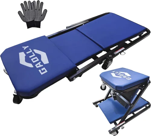 Garage Shop Creepers, Plataforma Deslizante Plegable Z 2 en 1 para Coche, Silla de Garaje con Rodillos Ajustable de 36" para Acostarse o Sentarse,