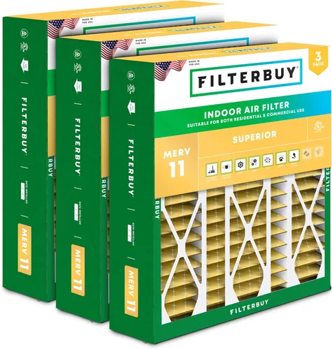 Miniatura 25 de Filterbuy Filtro de aire MERV 11 de 10 x 17 x 2 pulgadas para defensa de mascotas y alergias (paquete de 3), filtros exteriores plisados