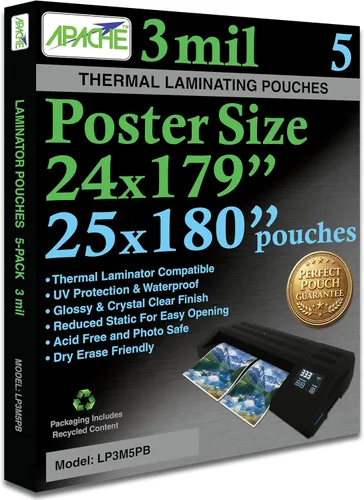 Miniatura 16 de Apache Map Banner Size Laminating Pouches, 3 Mil, 5 Pack, 18 x 120 Inch Pouch Size Laminating Sheets, Thermal Laminator Compatible, Super Clear