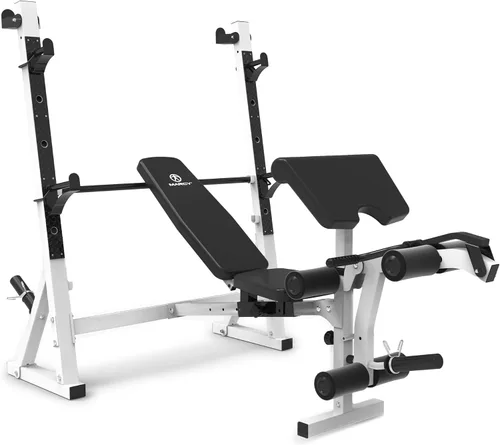Miniatura 9 de Marcy Olympic Workout Bench for Home Gym Strength Training Equipment with Preacher Curl Pad and Weight Rack Storage, White/Black