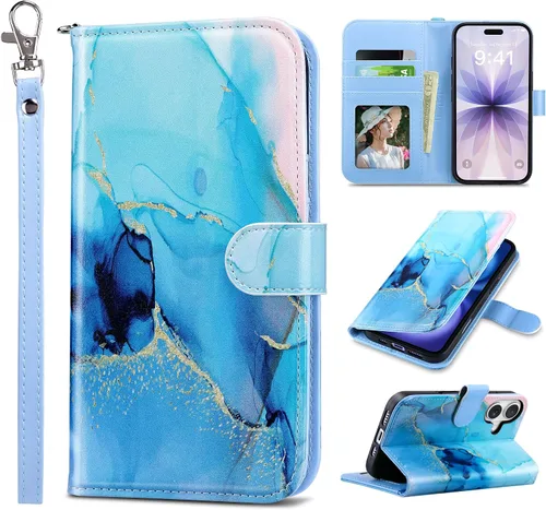 Miniatura 16 de ULAK Compatible con iPhone 15 Estuche tipo cartera para mujer, funda tipo billetera de piel PU premium con tarjetero, función de caballete, estuche