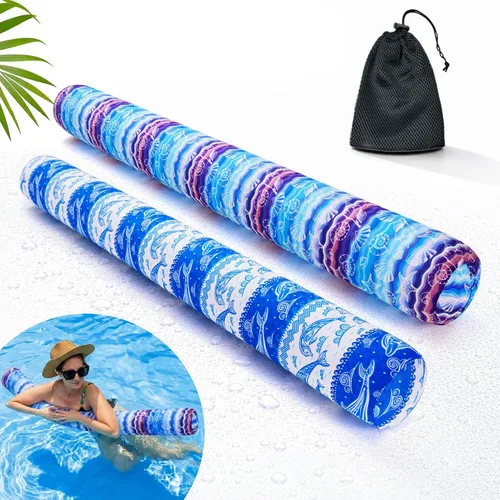 Miniatura 13 de Fideos inflables para piscina, paquete de 2 de tela suave de secado rápido cubiertos, fideos flotadores grandes para piscina, flotadores premium