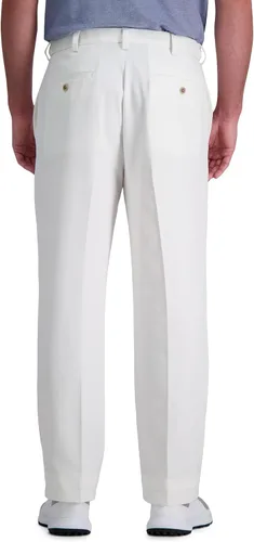 Miniatura 3 de Haggar - Pantalón con parte delantera plana de cintura ampliable de ajuste clásico caqui sin plancha de alta calidad para hombre, tallas regular