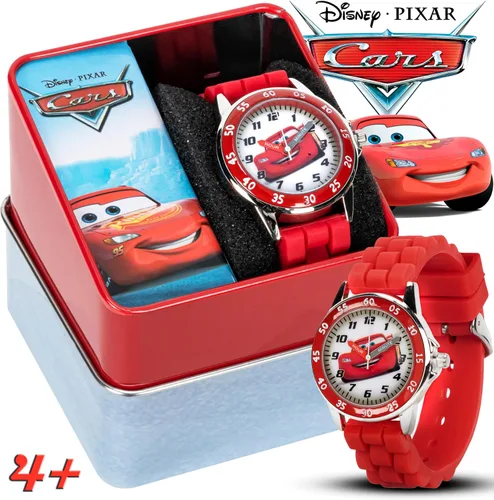 Miniatura 2 de Disney Reloj para enseñar la hora a niños CZ1009 Cars Rayo McQueen Reloj circular con correa de hule roja