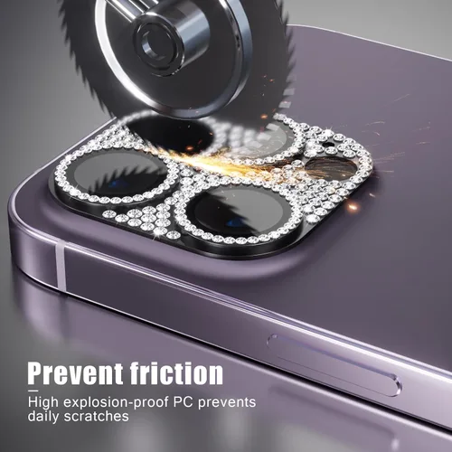 Miniatura 5 de AKABEILA Compatible con cámara iPhone 11 Pro Max/11 Pro, protector de lente con diamantes de imitación, protección de vidrio templado 9H, Negro