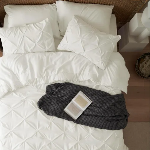 Miniatura 5 de BEDSURE Juego de ropa de cama con edredón tamaño King de 7 piezas, diseño de pliegues, con edredón, sábanas, fundas de almohada y fundas decorativas