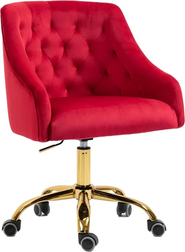 Miniatura 18 de Silla de trabajo cómoda para oficina en casa con ruedas, linda silla de escritorio giratoria ajustable de tocador moderna tapizada en terciopelo