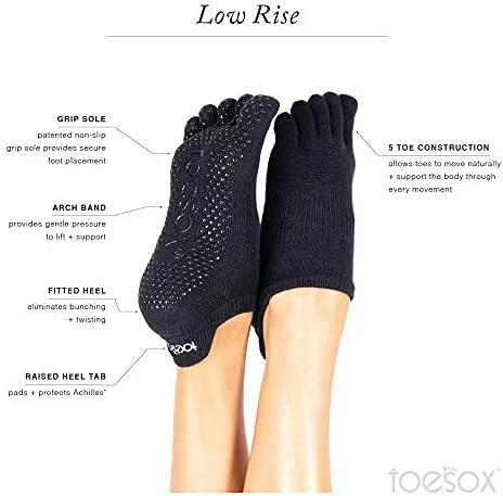 Miniatura 3 de Toesox Low Rise Full Toe Multi Pack Grip Non-Slip Toe Socks for Pilates Barre Yoga