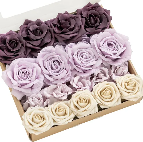Miniatura 22 de Ling's moment Flores Artificiales de Seda Falsa Hortensias Rosas de Espuma Gardenias Falsas Combo para Bricolaje Ramos de Boda Centros de Mesa