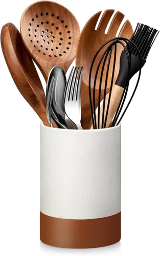 Miniatura 12 de MALACASA Portautensilios, Portautensilios de Cerámica para Cocina de 7.3"+5.5" pulgadas para Encimera, Recipientes Grandes para Utensilios de Cocina